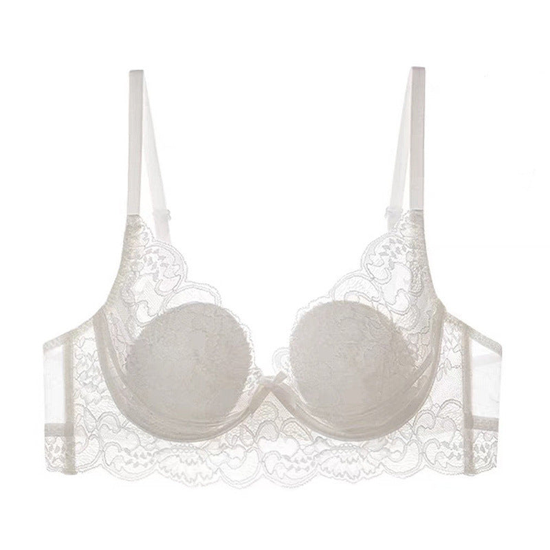 Women's Summer Sexy Lingerie Thin Lace Bra with Rabbit Ears Cup for Large Breasts and Plus Size