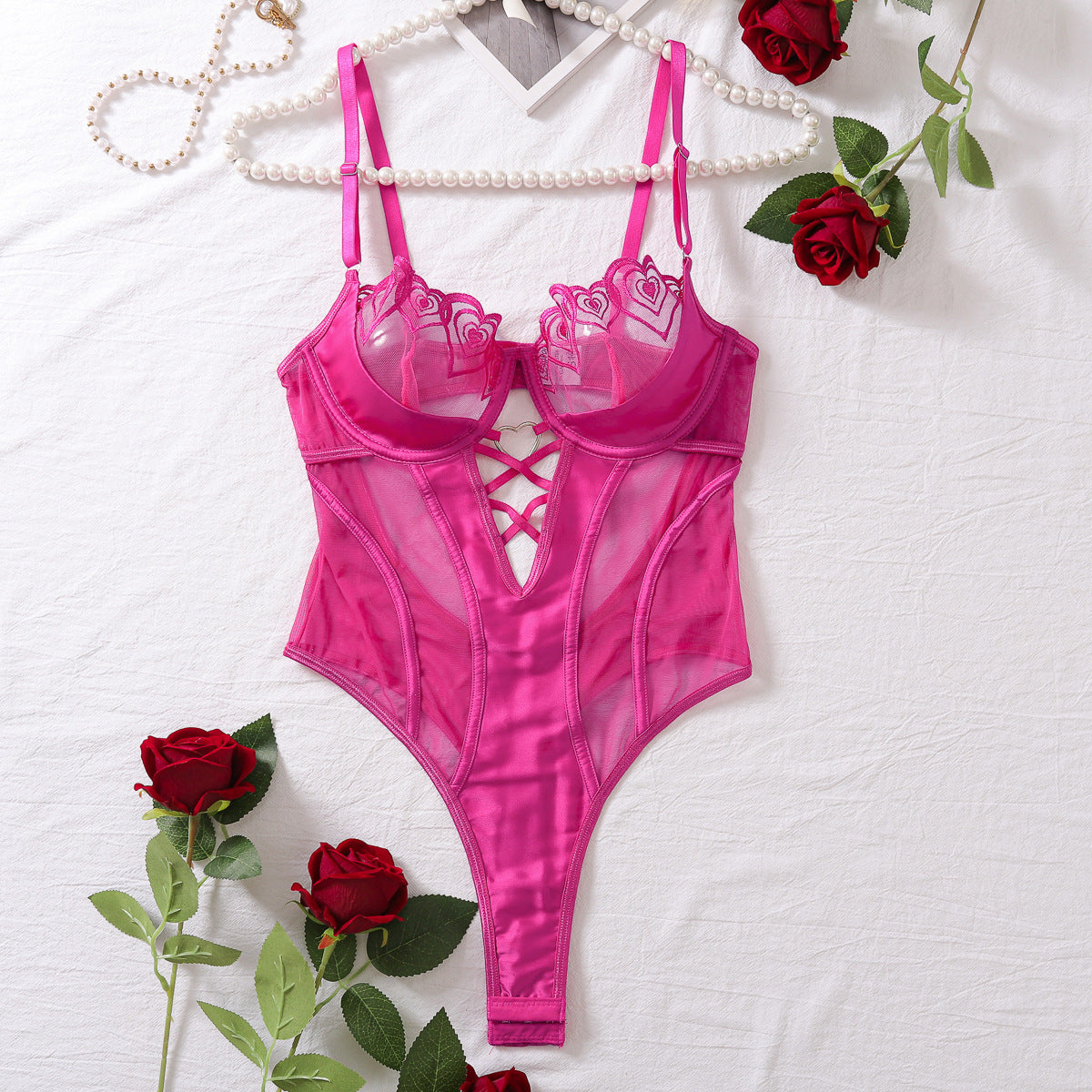 Sexy lingerie perspective ultra-thin sexy mesh slim fitting jumpsuit tempting women's bra