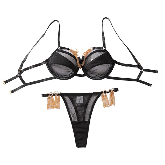 Gathering perspective sexy lingerie two-piece set