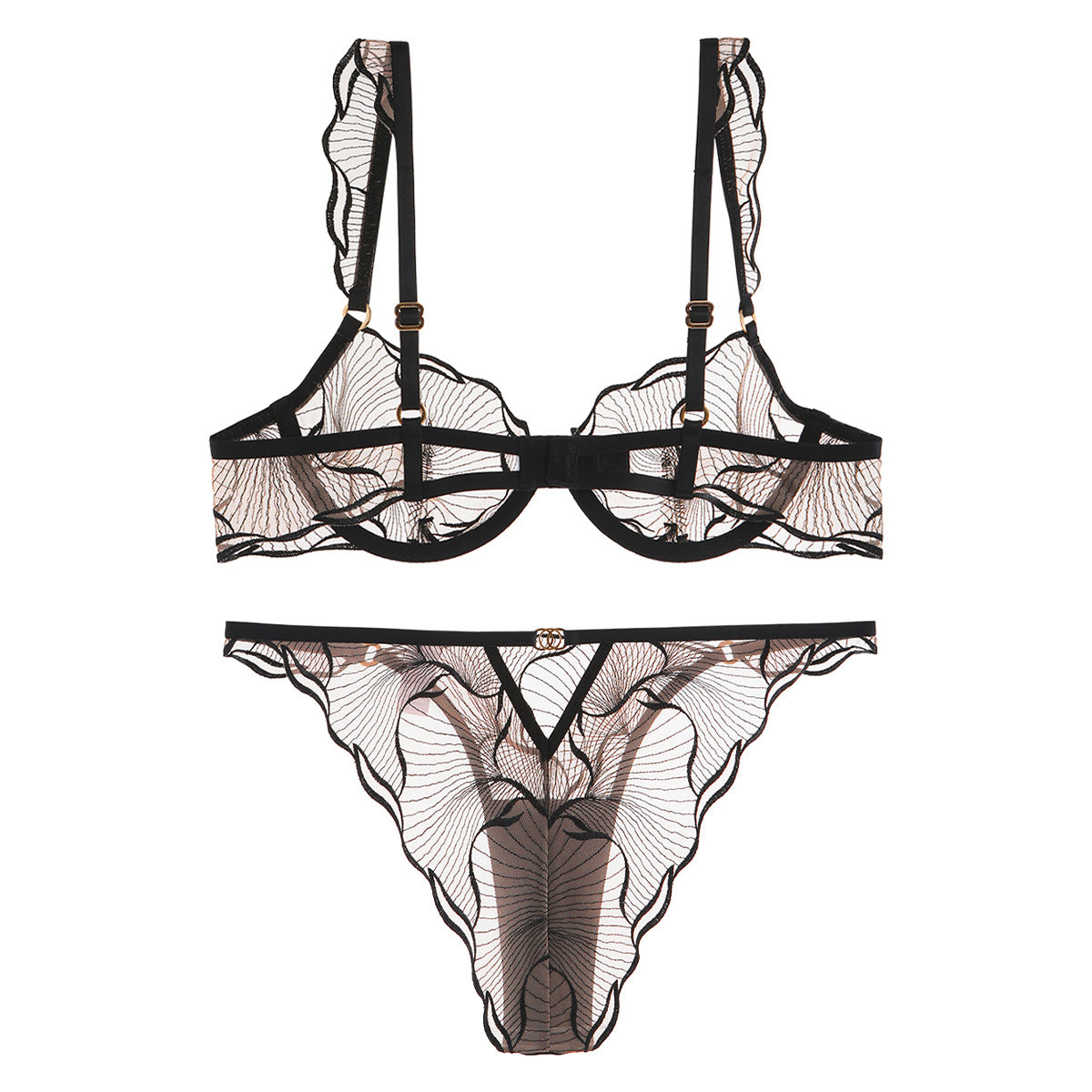 Style Lingerie Sexy Ultra-thin Pure Desire Embroidered Lace Bra Set for Large Breasts and Plus Size