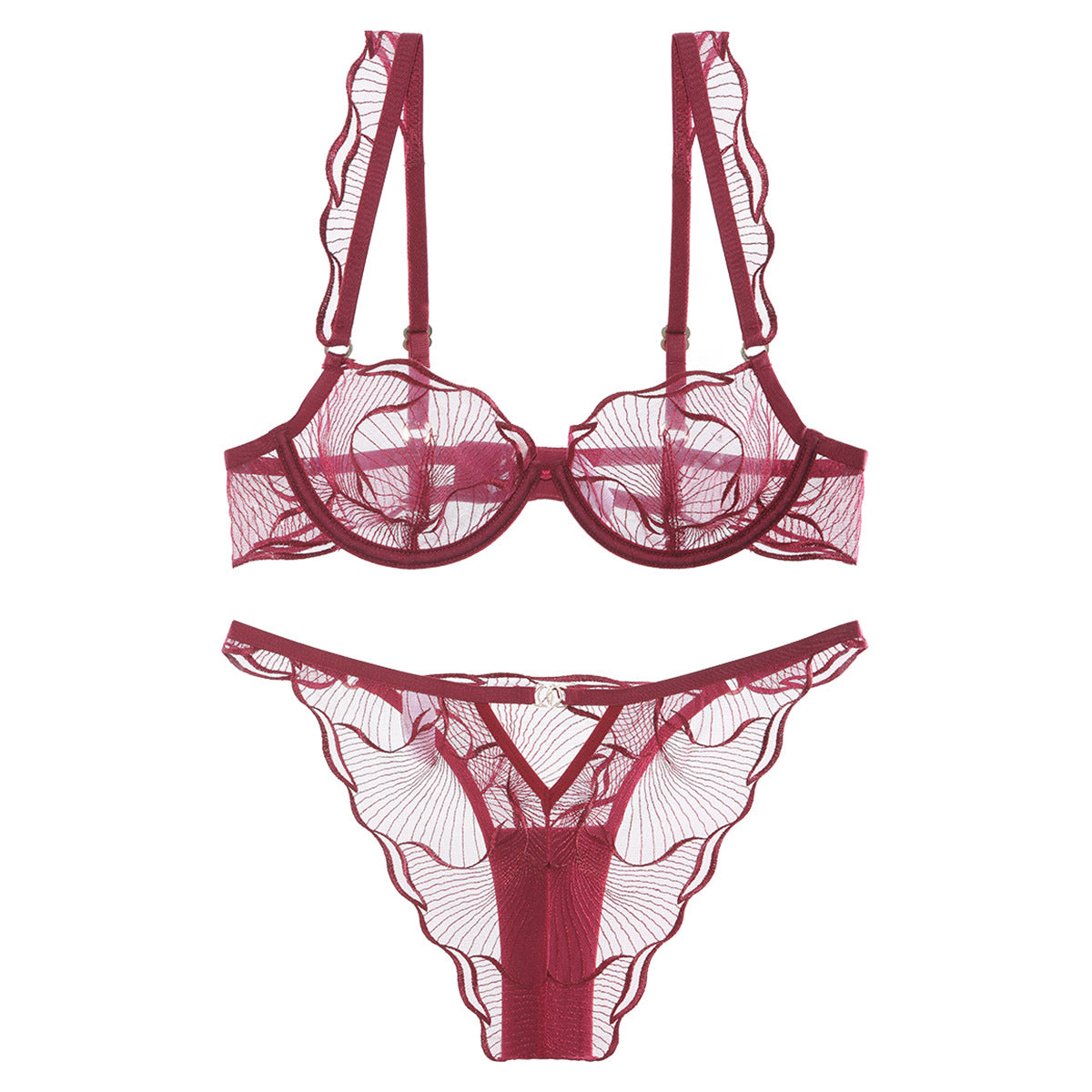 Style Lingerie Sexy Ultra-thin Pure Desire Embroidered Lace Bra Set for Large Breasts and Plus Size