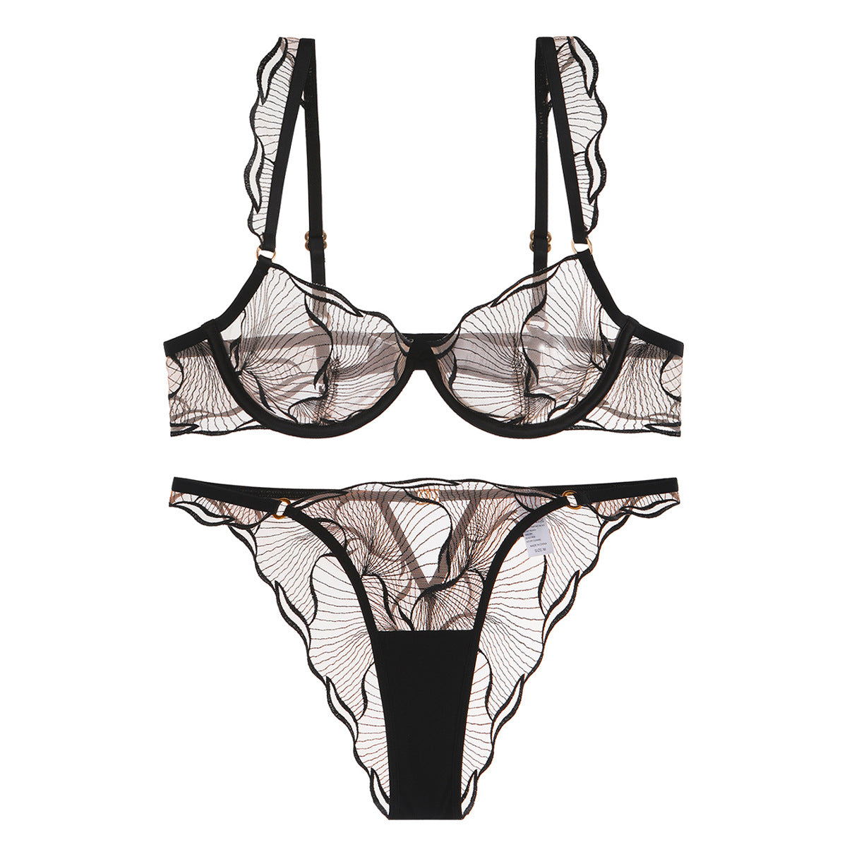 Style Lingerie Sexy Ultra-thin Pure Desire Embroidered Lace Bra Set for Large Breasts and Plus Size